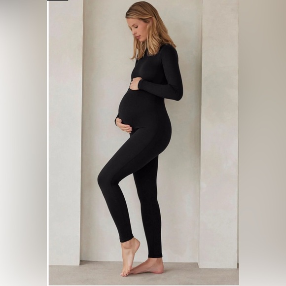 BUMPSUIT Penelope Catsuit Black Mock Neck Long Sleeve Jumpsuit Size Large - Picture 1 of 10